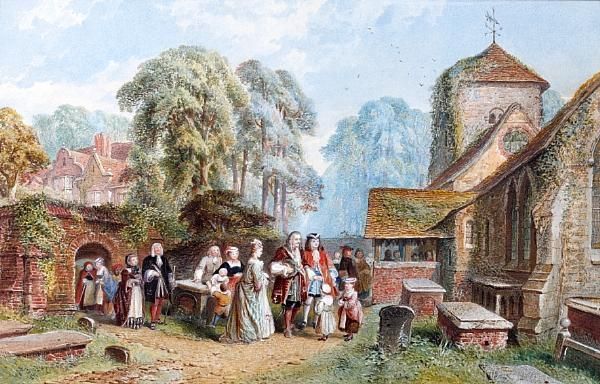 The Church Congregation Oil Painting by John Edmund Buckley