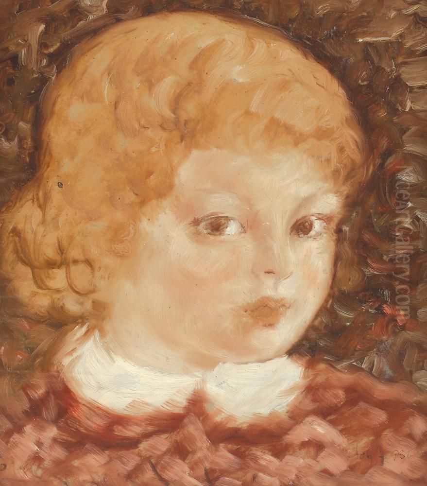 Portret De Copil Oil Painting by Bob Bulgaru