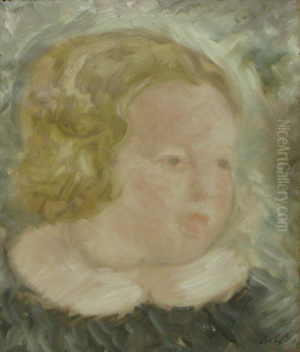 Portret De Copil Oil Painting by Bob Bulgaru