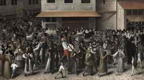 Procession Of The Catholic League Oil Painting by Francois Bunel