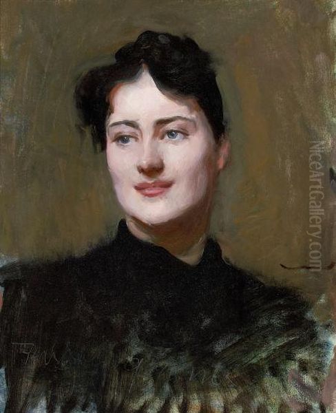Portrait Of A Woman Oil Painting by Dennis Miller Bunker