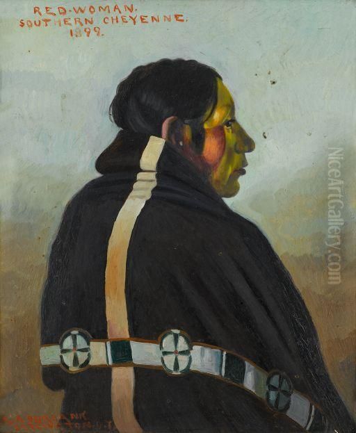 Red Woman-southern Cheyenne Oil Painting by Elbridge Ayer Burbank