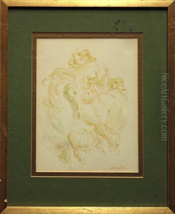 Nude On A Horse Oil Painting by Horace Robbins Burdick