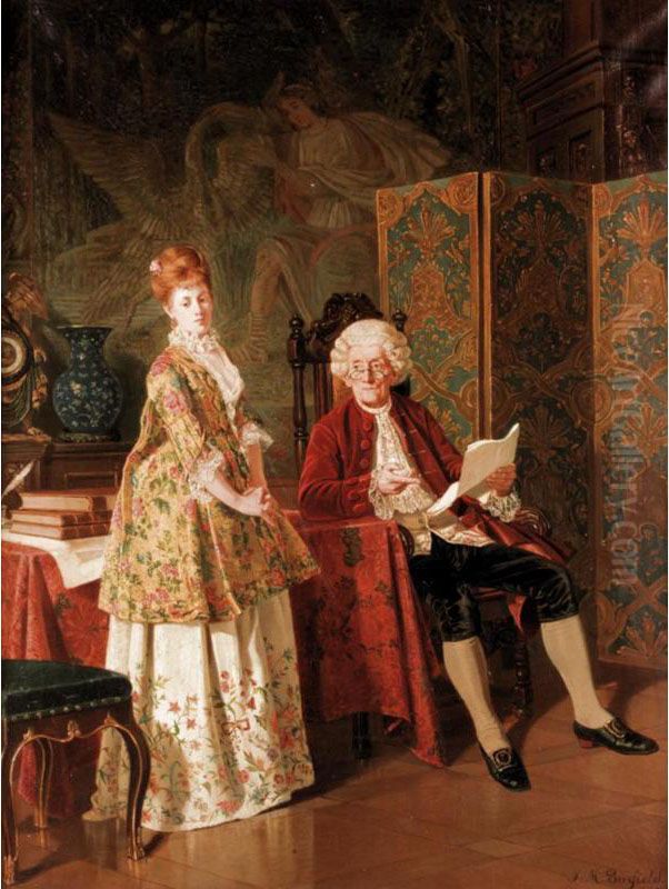 The Letter Oil Painting by James M. Burfield