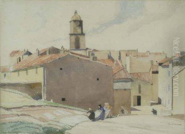 'drying The Washing' Signed 14.5 X 20in Oil Painting by Averil Mary Burleigh