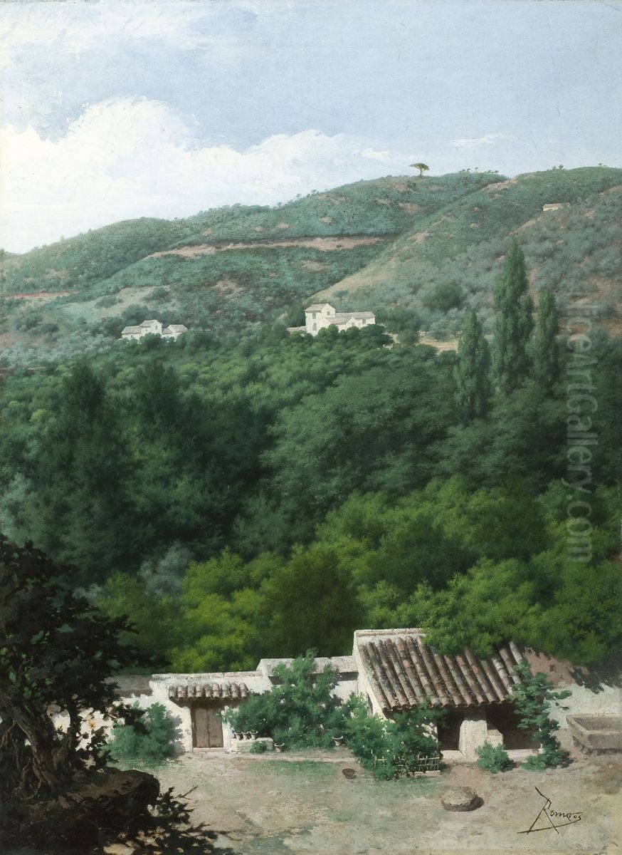 Huerta de Morales en la sierra Oil Painting by Rafael Romero Barros