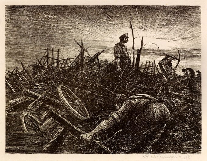 Labour Battalion Making A Road Oil Painting by C. R. W. Nevinson