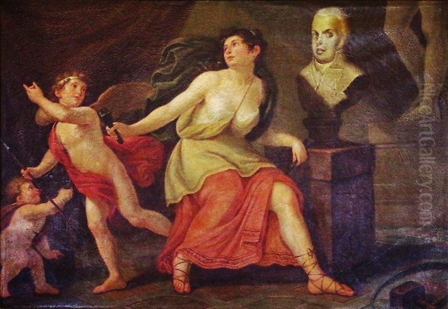 Alegoria a Escultura Oil Painting by Arcangelo Fuschini