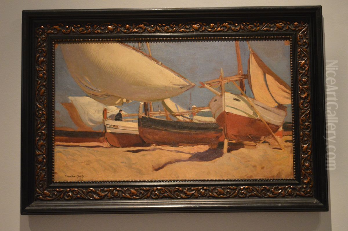 Estudio de barcas Oil Painting by Joaquin Sorolla
