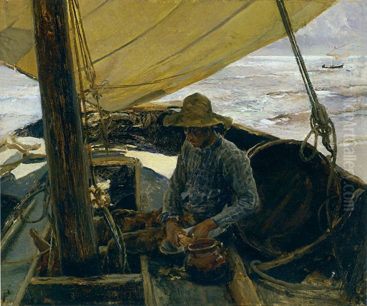 Peeling Potatoes Oil Painting by Joaquin Sorolla