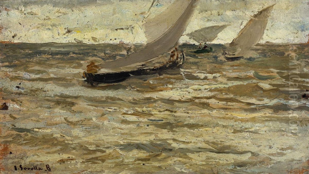 Boats Leaving the Harbour, Asturias Oil Painting by Joaquin Sorolla