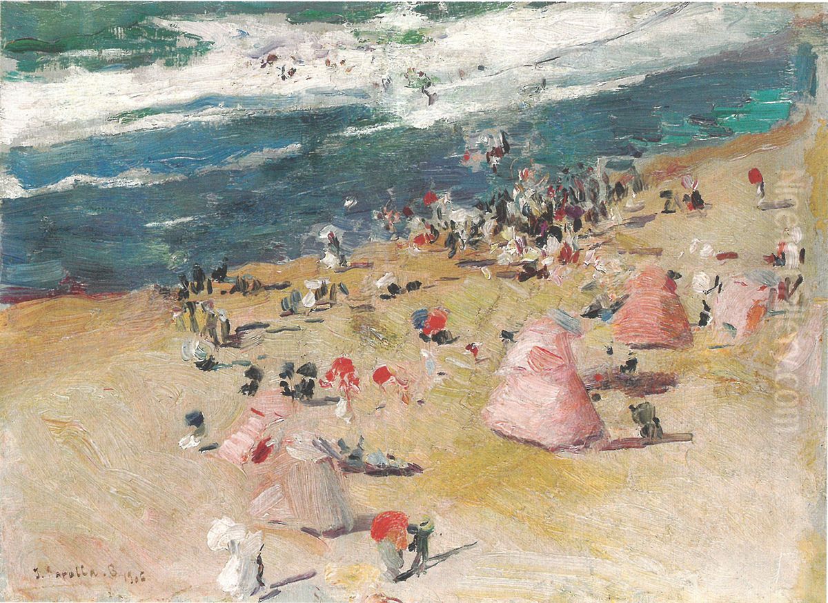 On the Beach at Biarritz Oil Painting by Joaquin Sorolla