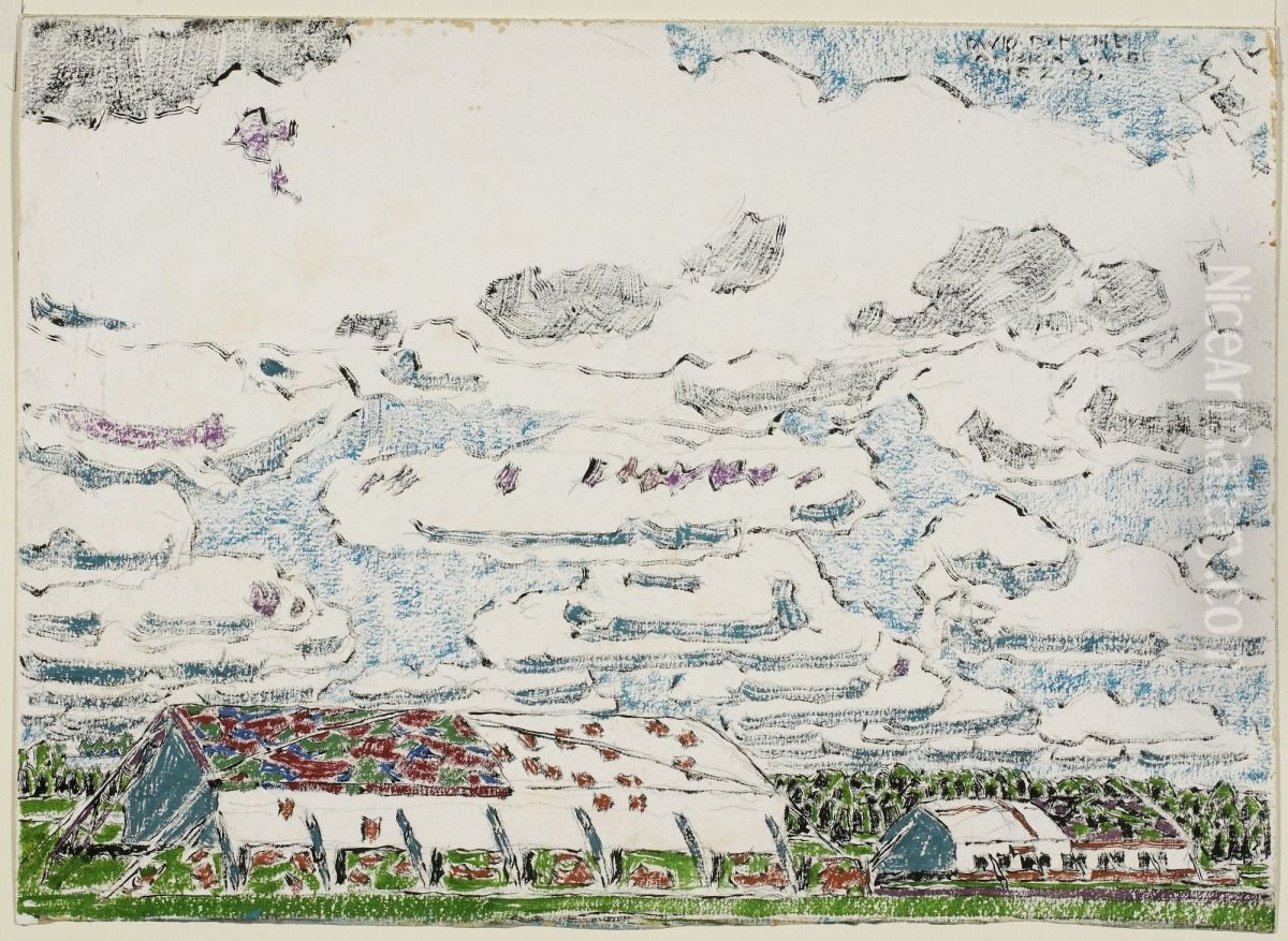 Aerodrome, Camblain l'Abbe Oil Painting by David Milne