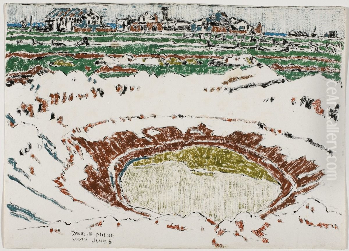 Bomb Crater behind Vimy Station Oil Painting by David Milne
