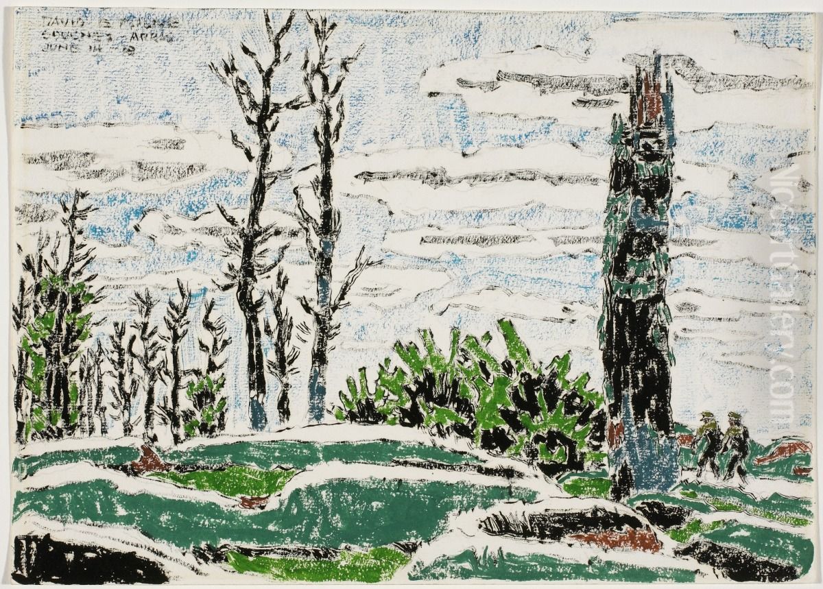Camouflaged Steel Observation Post on the Souchez-Arras Road Oil Painting by David Milne
