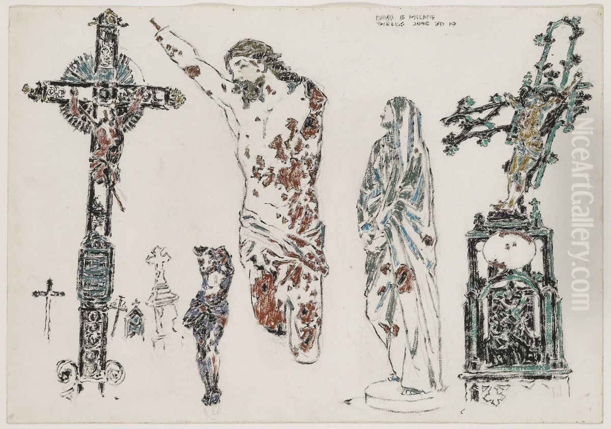 Shattered Images in Thelus Cemetery Oil Painting by David Milne