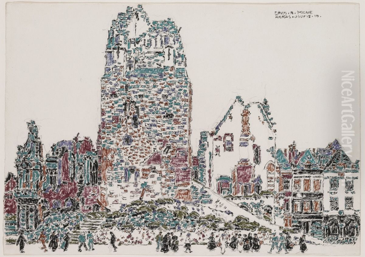 The Belfry, Hotel de Ville, Arras Oil Painting by David Milne