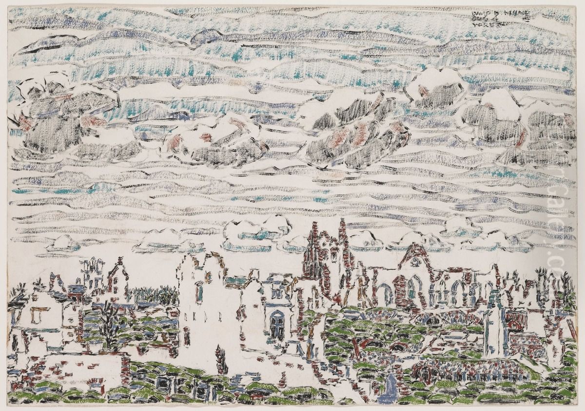 Ypres from the Ramparts, near the Lille Gate Oil Painting by David Milne