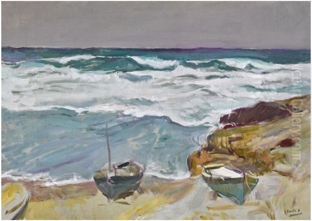La Caleta Beach, Malaga Oil Painting by Joaquin Sorolla