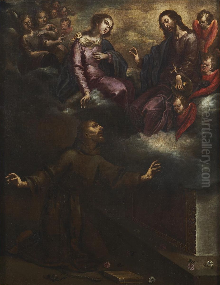 O Milagre da Porciuncula Oil Painting by Bento Coelho Da Silveira