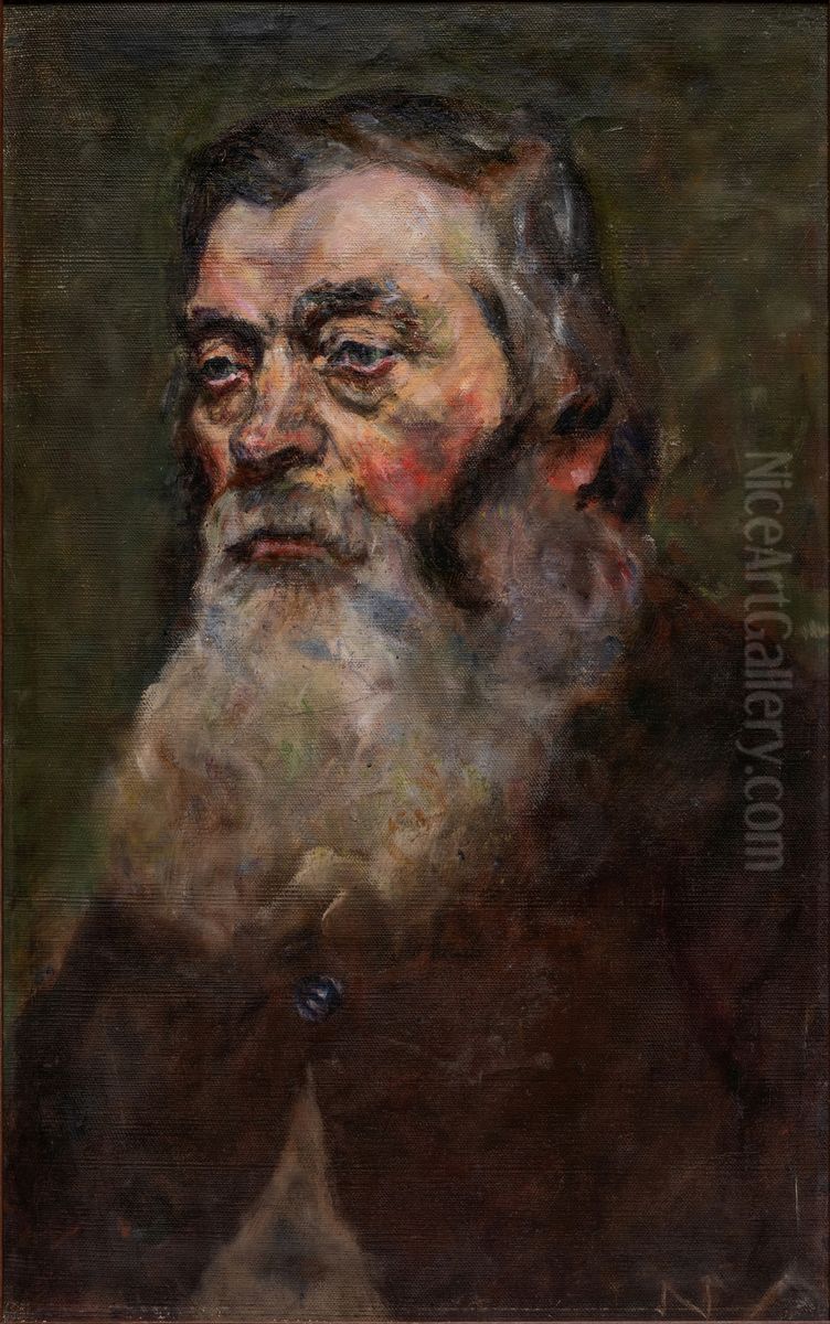 Gammel mann med skjegg Oil Painting by Nikolai Astrup