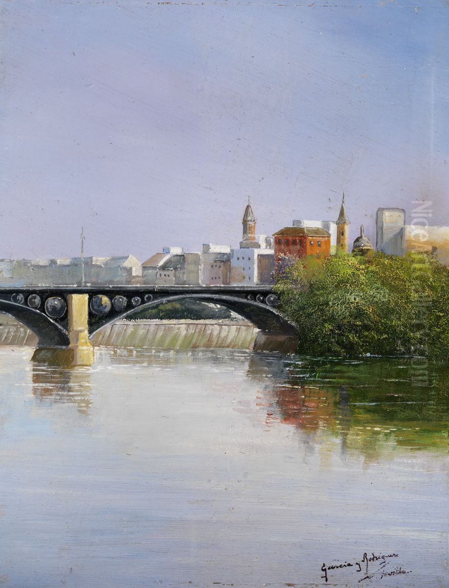 Bridge in Seville Oil Painting by Manuel Garcia y Rodriguez