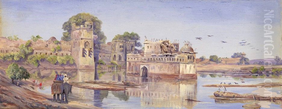 'Water Palace - Chitore. India. Decr. 1878' Oil Painting by Marianne North