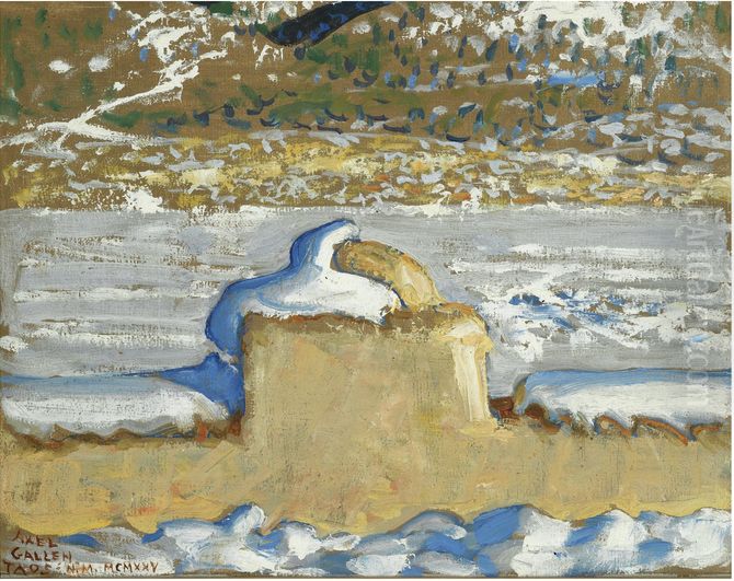 (TAOS, NEW MEXICO UNDER SNOW) Oil Painting by Akseli Valdemar Gallen-Kallela