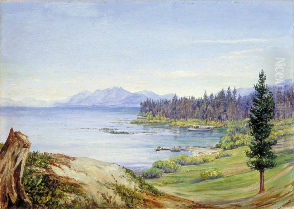 Another View of Lake Tahoe and Nevada Mountains, California Oil Painting by Marianne North