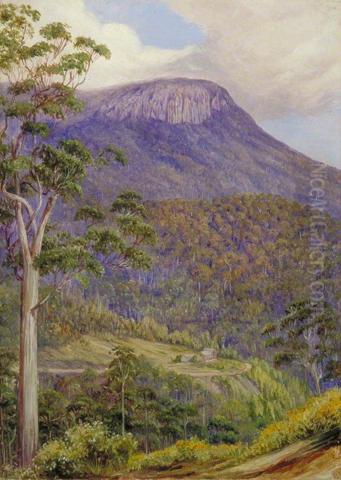 View of the 'Organ Pipes', Mount Wellington, Tasmania Oil Painting by Marianne North
