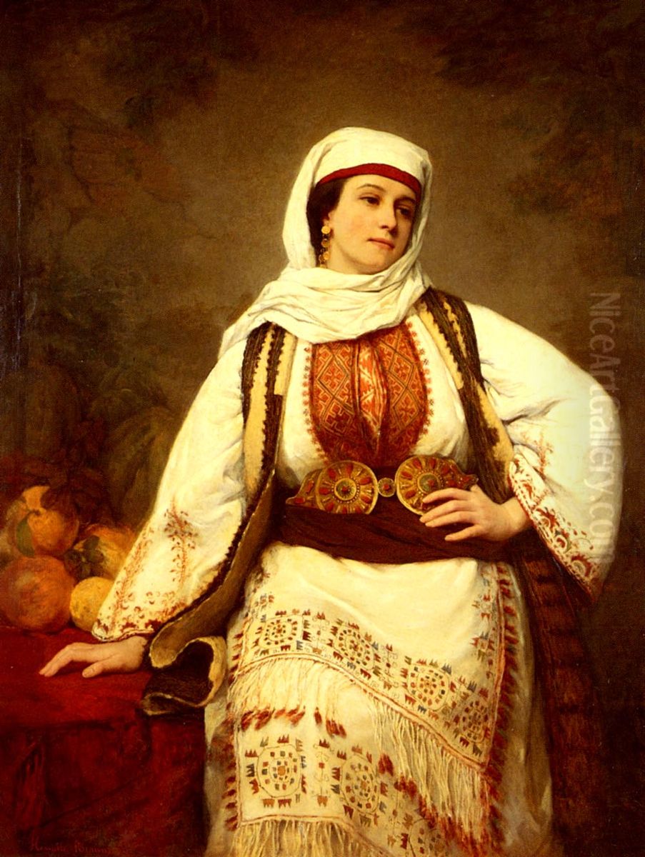 An Oriental Beauty Oil Painting by Henriette, Hon. R.I. Browne