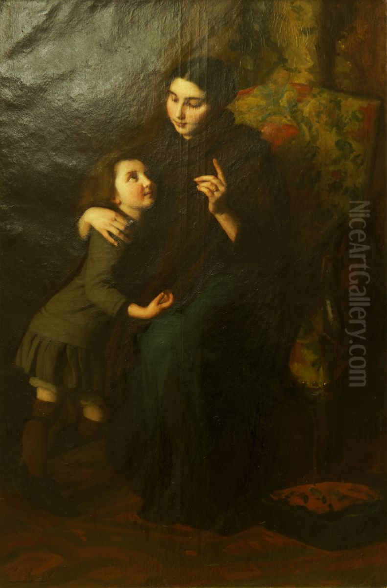 La mere et l'enfant Oil Painting by Edouard d'Apvril