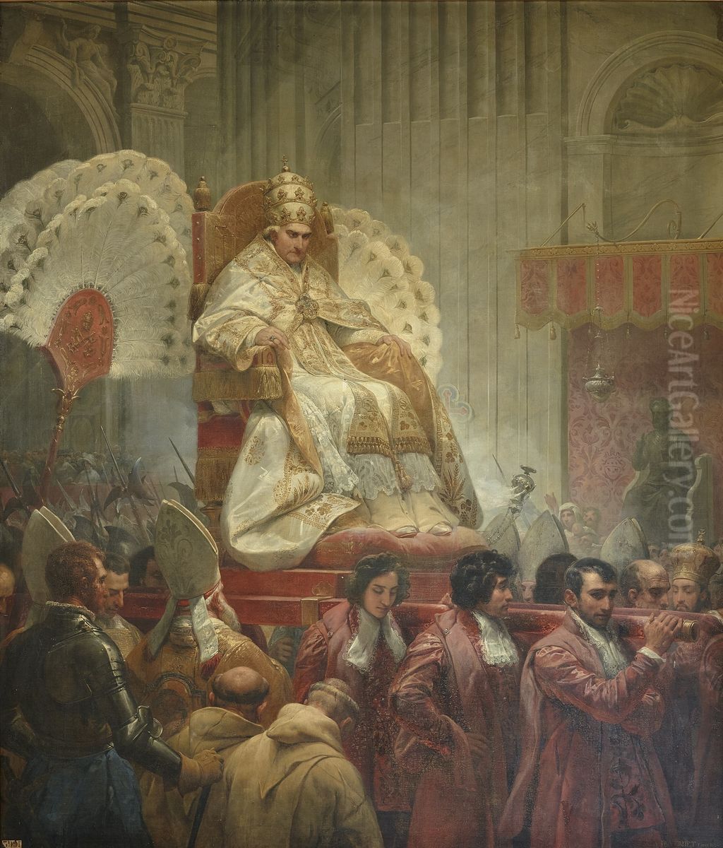 Pius VIII brought to the Basilica of Saint Peter in Rome Oil Painting by Horace Vernet