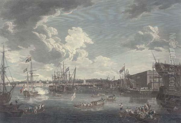 View Of The Royal Dockyard At Deptford Oil Painting by William Paton Burton