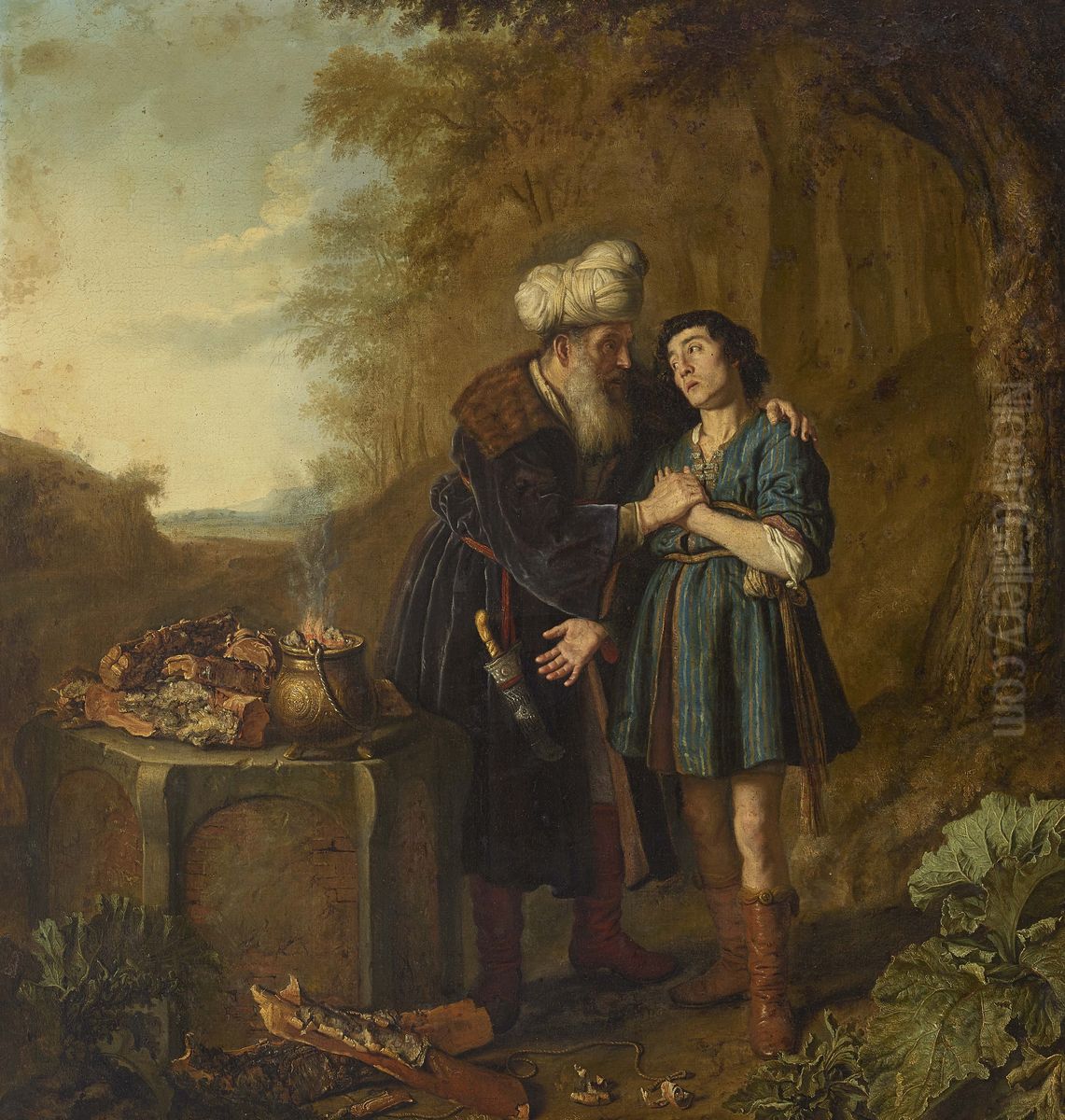 Abraham and Isaac before the Sacrifice Oil Painting by Jan Victors