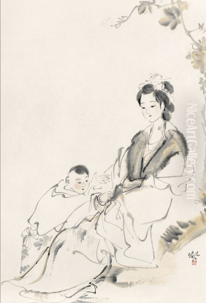 zhong wen: mu yu zi Oil Painting by Chen Xiaofeng