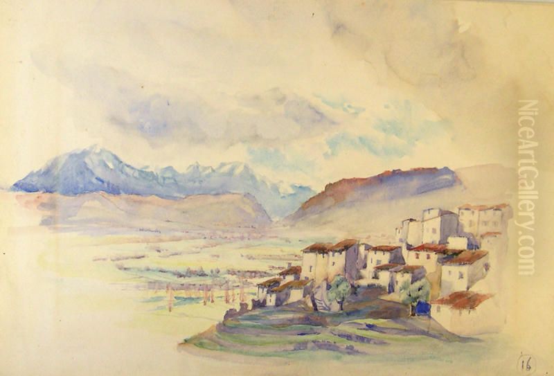 Mountain Village Oil Painting by Charles Fell