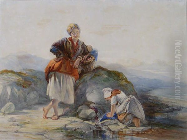 Italian Girls Oil Painting by Joseph John Jenkins