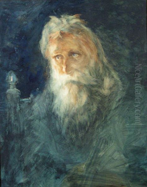 Head of a Cello Player Oil Painting by Petrus van der Velden