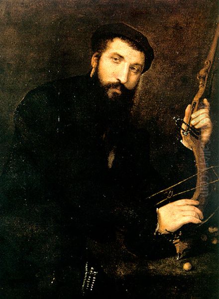 Portrait of a crossbowman (Mastro Battista di Rocca Contrada) Oil Painting by Lorenzo Lotto