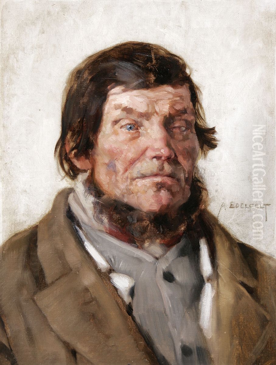 One-Eyed Karelian Oil Painting by Albert Edelfelt