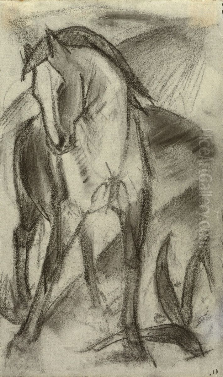 Junges Pferd in Berglandschaft Oil Painting by Franz Marc