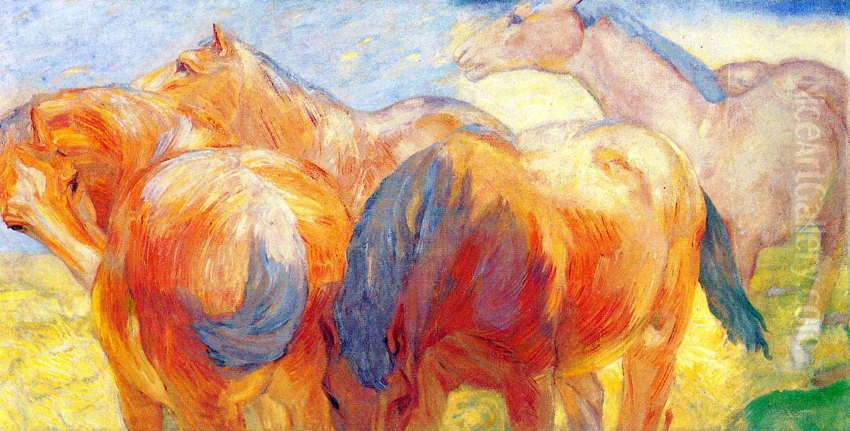 Large Horse Picture Lenggries I Oil Painting by Franz Marc