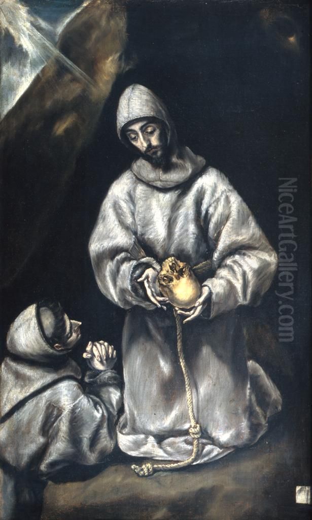 St. Francis and Brother Leo Meditating on Death Oil Painting by El Greco