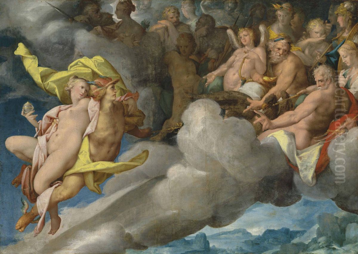 Mercury carrying Psyche to Mount Olympus Oil Painting by Bartholomeus Spranger