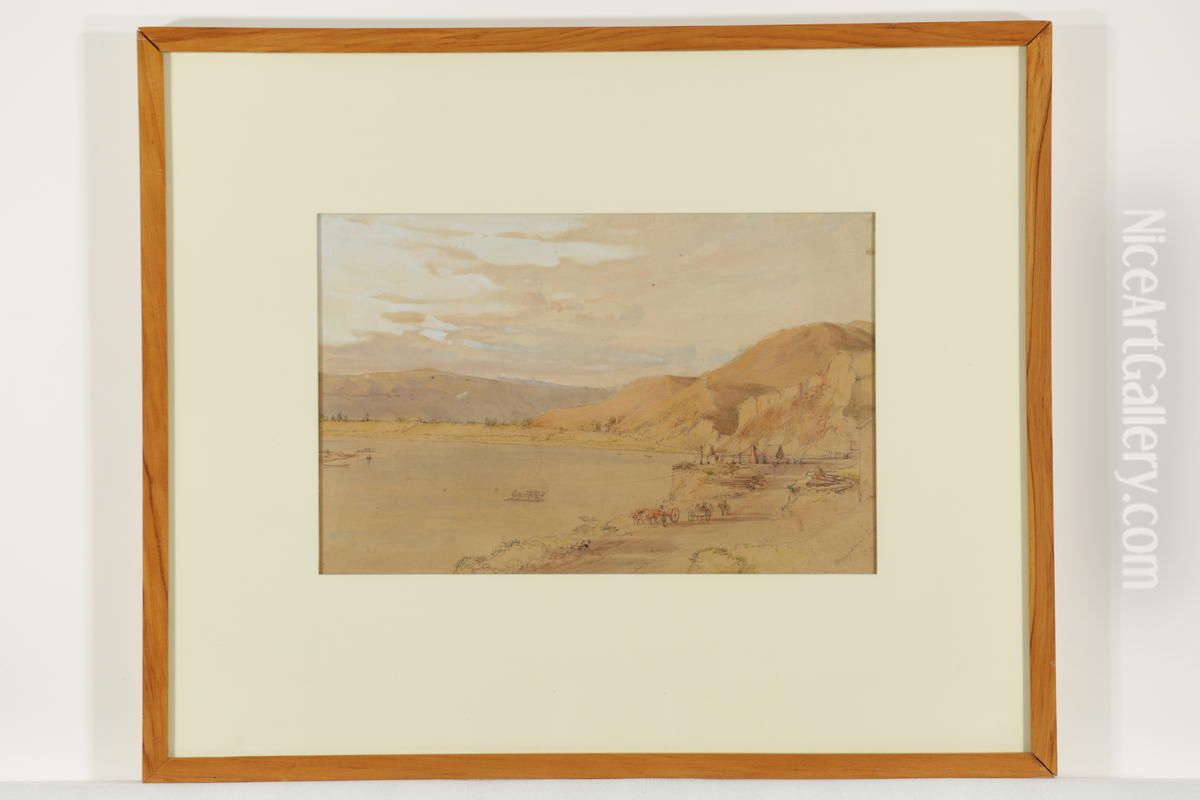 Ferry, Whanganui River Oil Painting by Charles Decimus Barraud