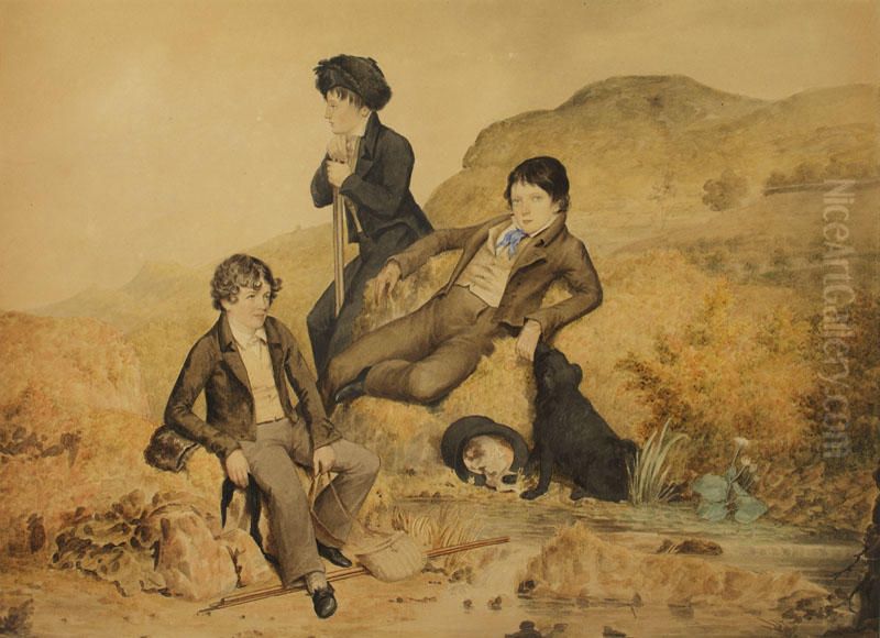 Masquerade (Family Group) Oil Painting by John Alexander Gilfillan