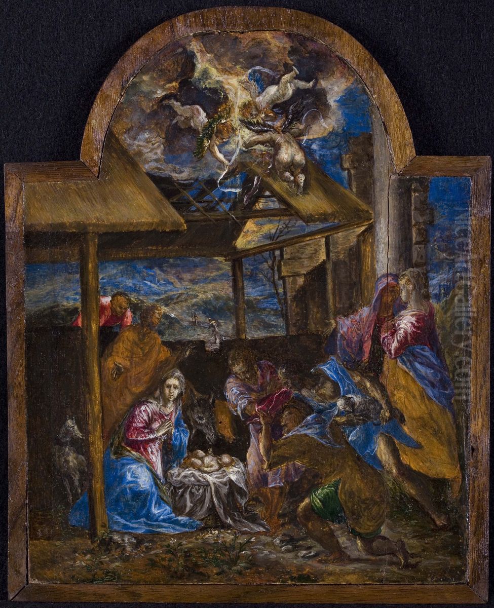 Adoration, 1570 Oil Painting by El Greco