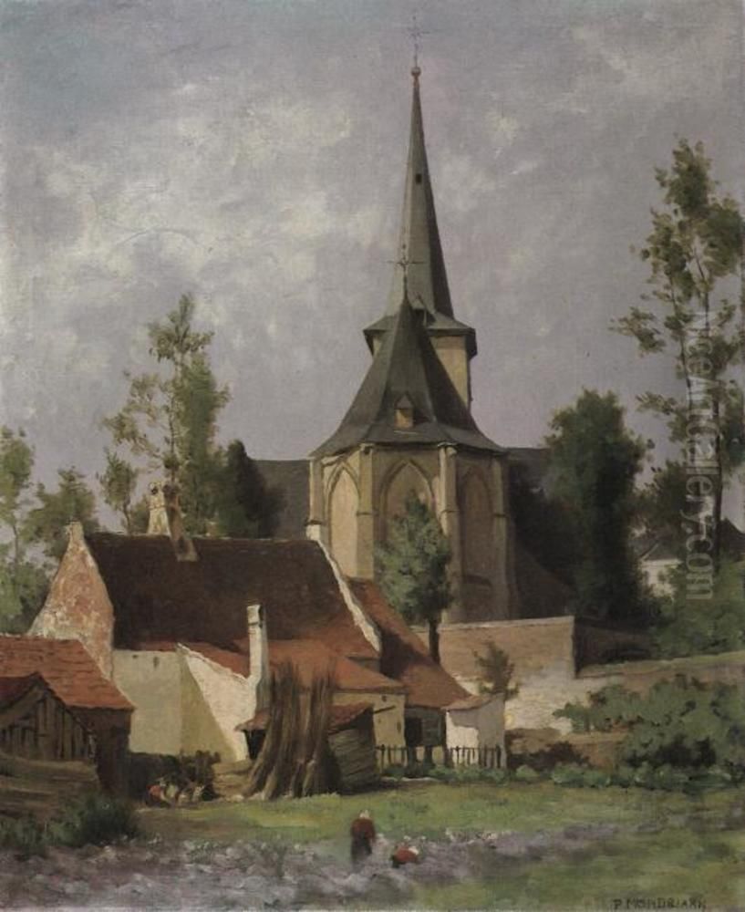 Church seen from the rear Oil Painting by Piet Mondrian