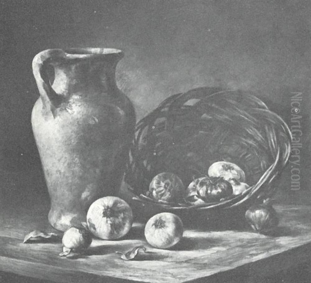 Pitcher with onions Oil Painting by Piet Mondrian